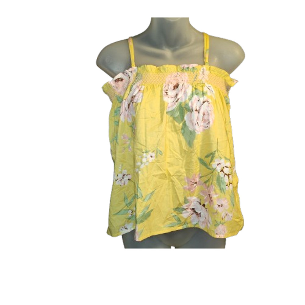 PJ PLACE Women's Yellow Floral Smocked Casual Cami Top Size M BG23